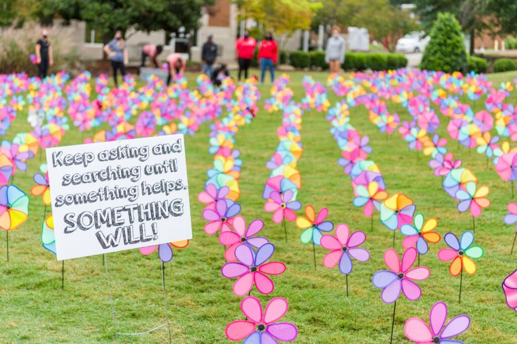 mental health awareness pin-wheels