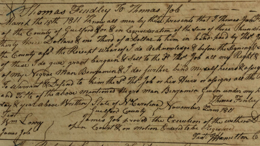 A slavery deed from March 15th, 1811