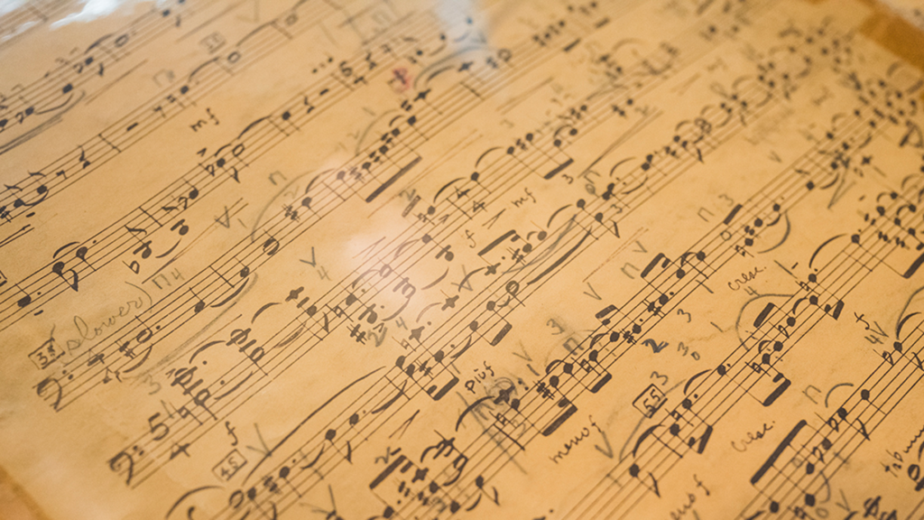 Close-up of Cello music sheet