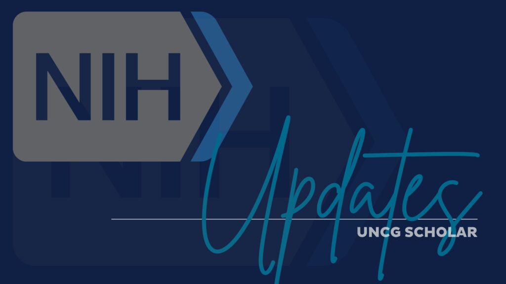 NIH logo on navy background with "Updates UNCG Scholar" to right of logo