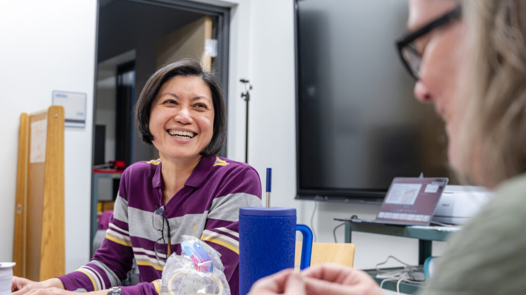 Edna Tan works with teacher at Asheboro City Schools on STEM Education