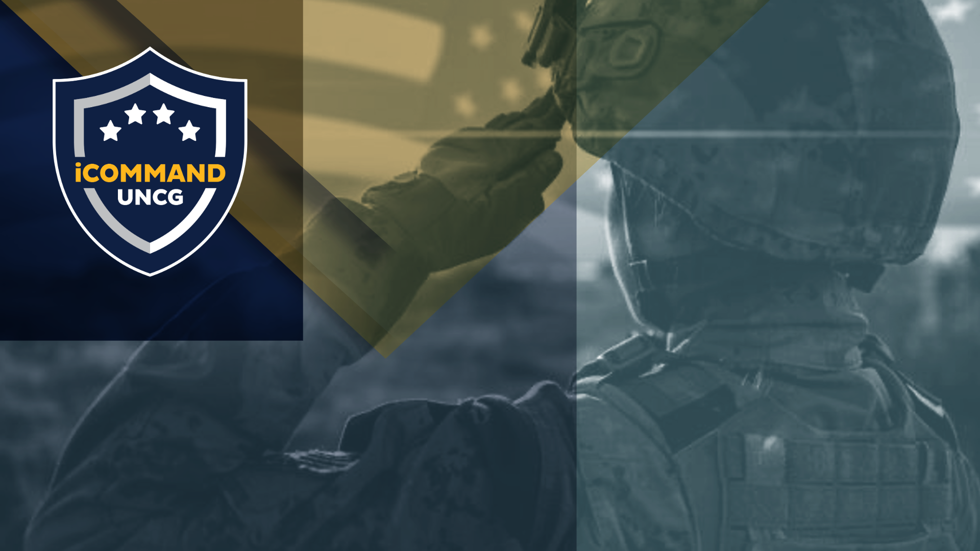 Person in uniform saluting with iCOMMAND UNCG's logo on it