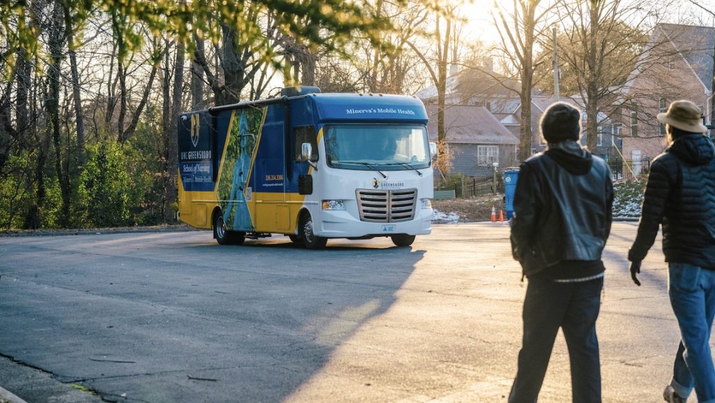 The Minerva's Mobile Health Bus starts moving