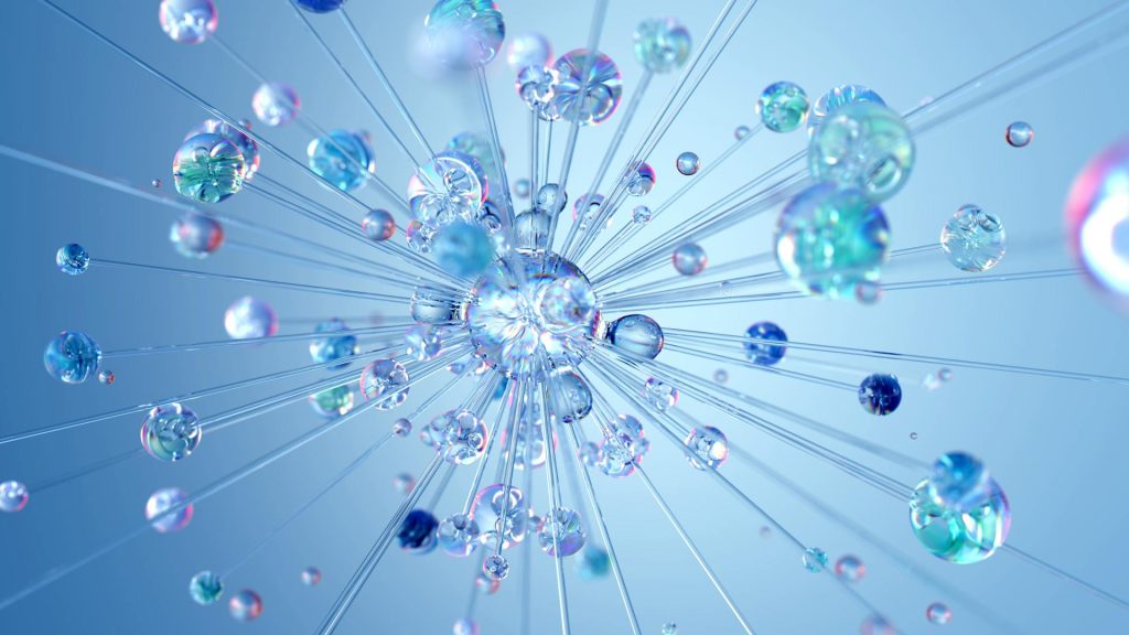 Clear spheres with more clear lines throughout