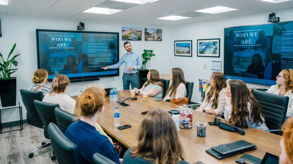 Interior Architecture students present to executives at Wild Dunes Resort